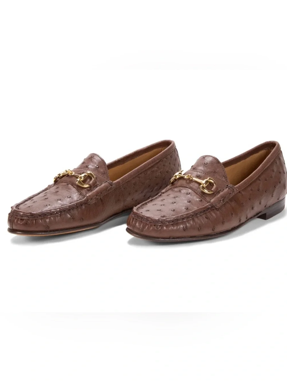 Men’s Gucci Brown Horsebit Ostrich Leather Loafers